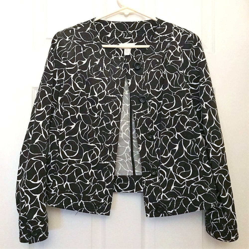Charter Club Jacket Black White Graphic Size 4P